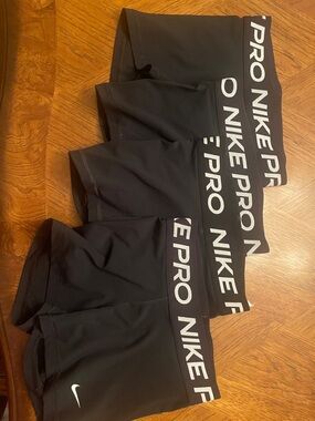 Nike Black Compression Shorts with White Logo - 4 Pack Women’s Small